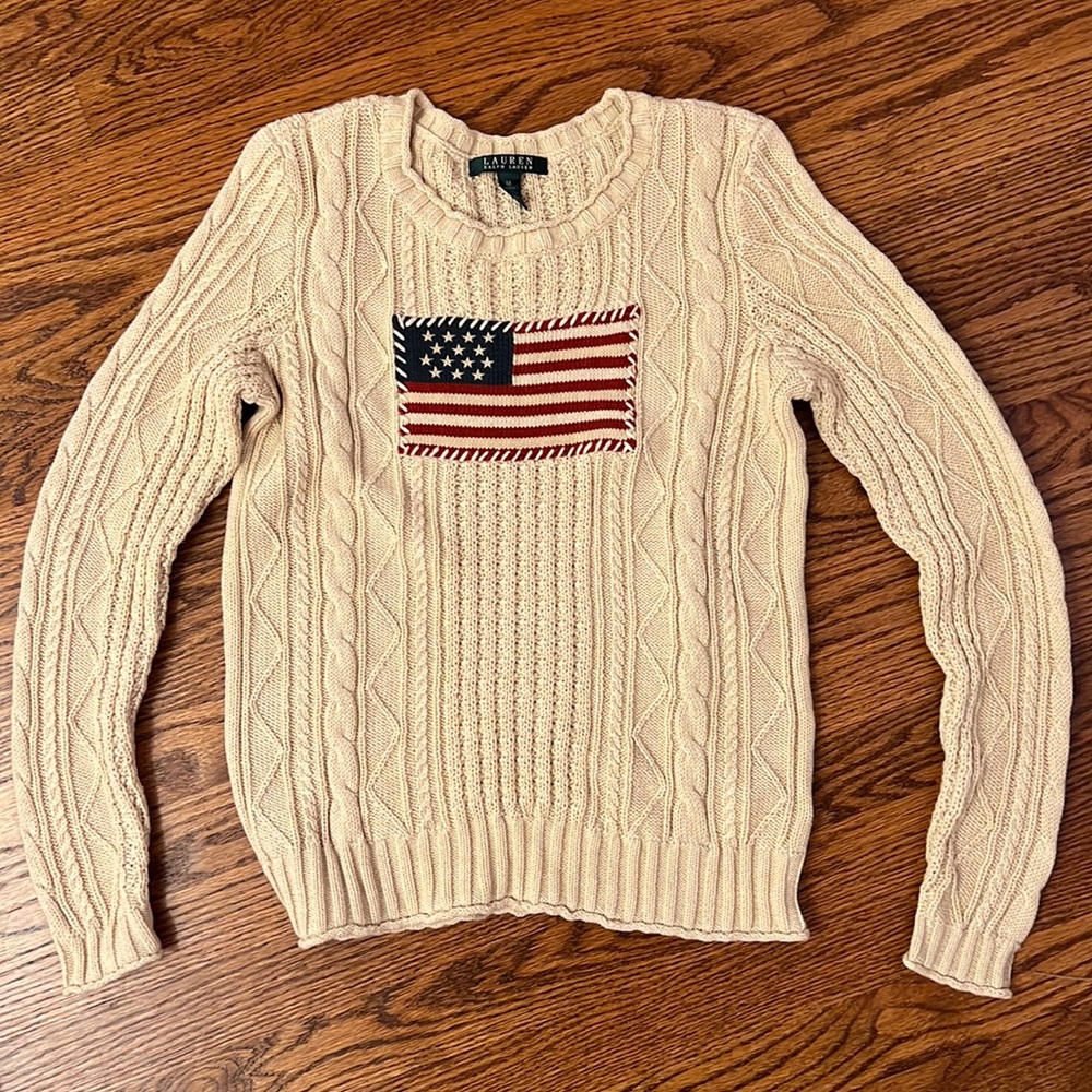 Lauren Ralph Lauren Flag Knit Sweater Size m
